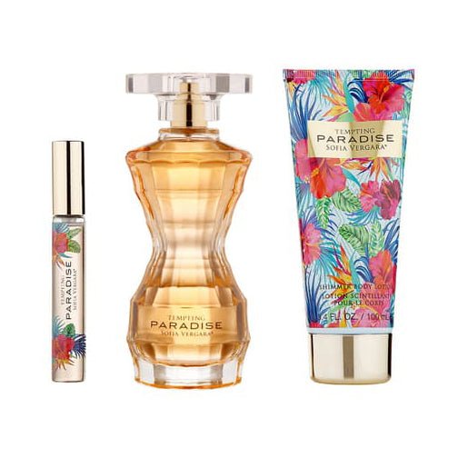 Sofia Vergara Tempting Paradise EDP & Shimmer Lotion Trio Set | My Perfume Shop Australia